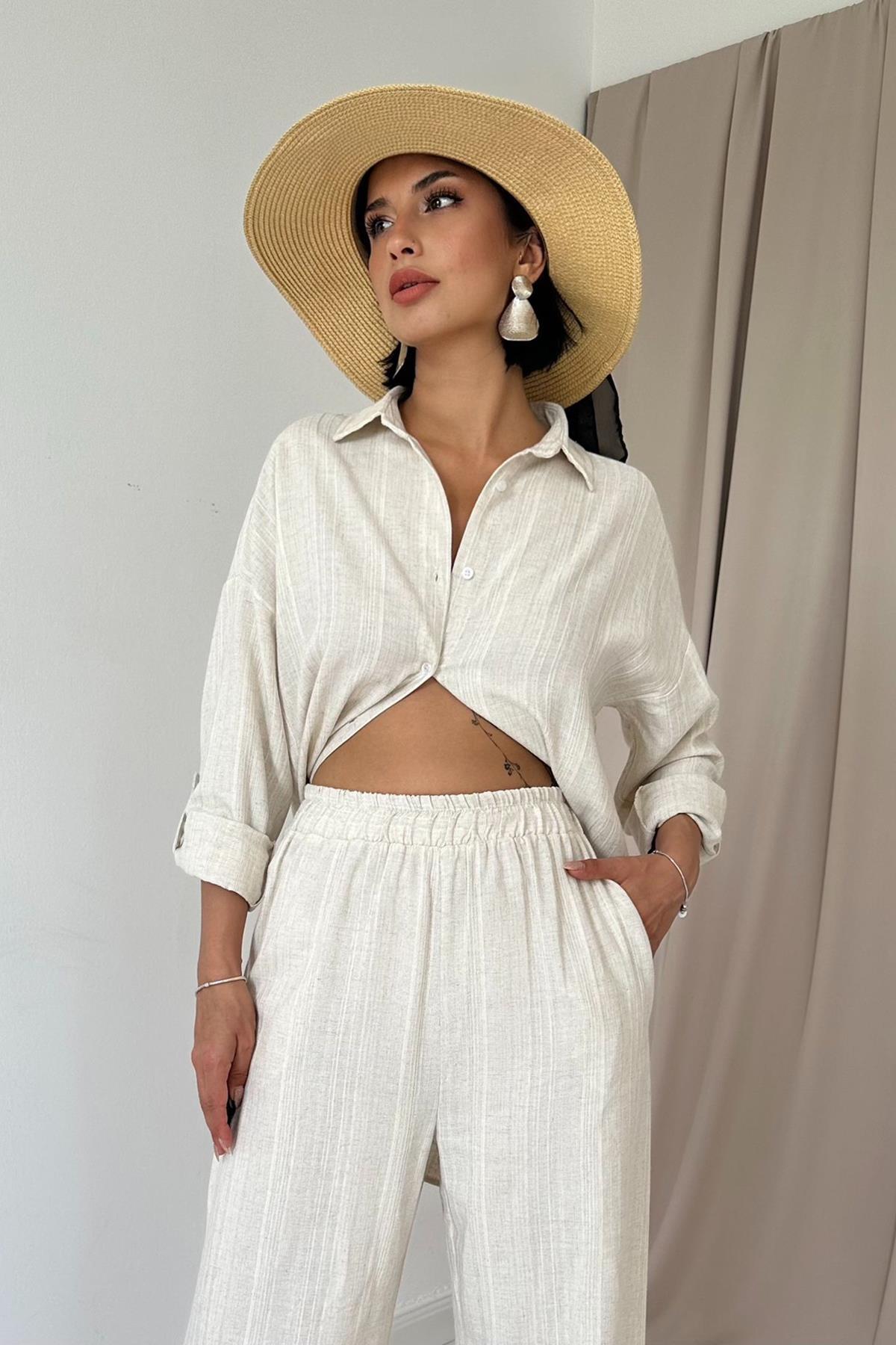 Jacquard Wabenmuster Set – Zweiteiler aus 100 % Baumwolle