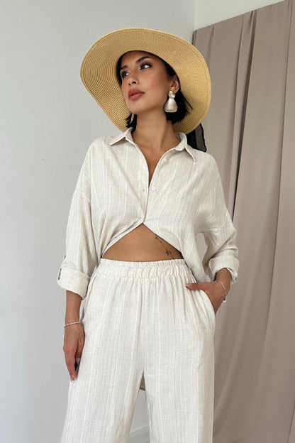 Jacquard Wabenmuster Set – Zweiteiler aus 100 % Baumwolle