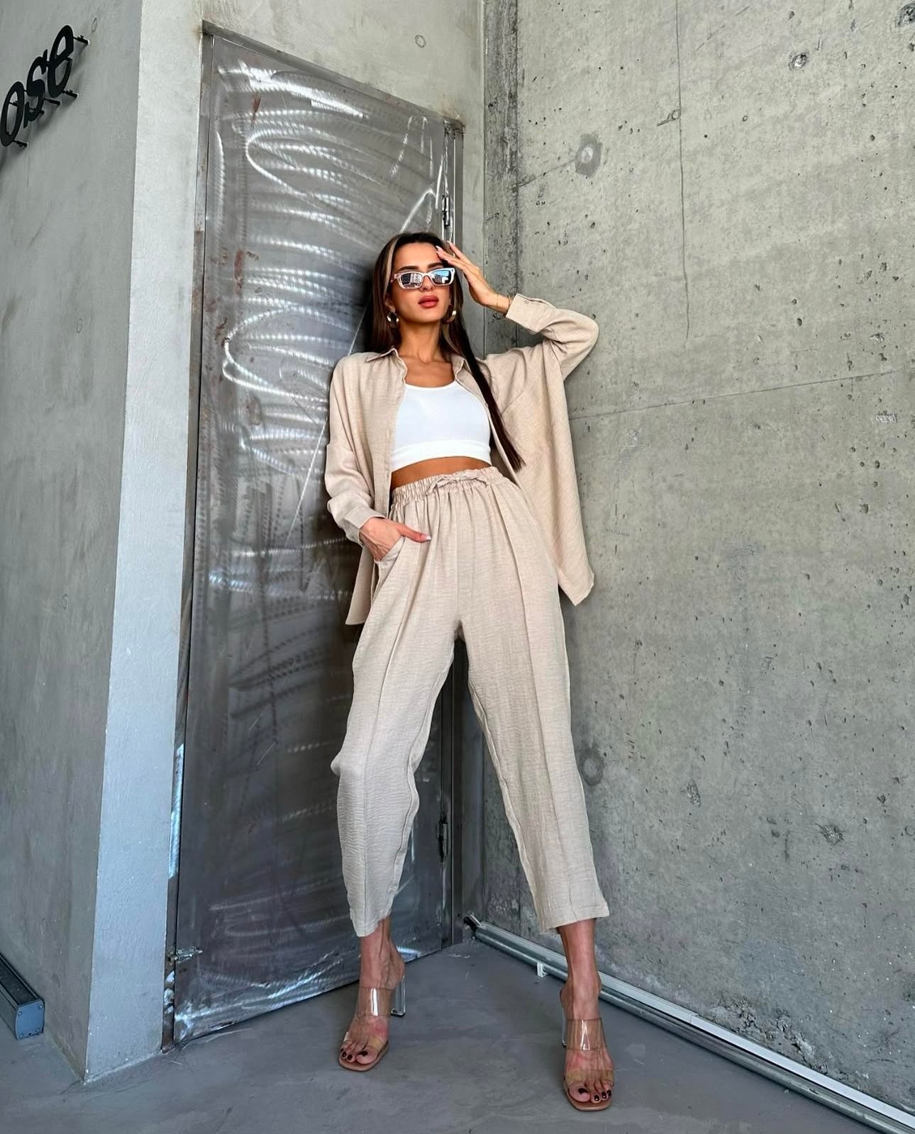 Leinenlook Zweiteiler