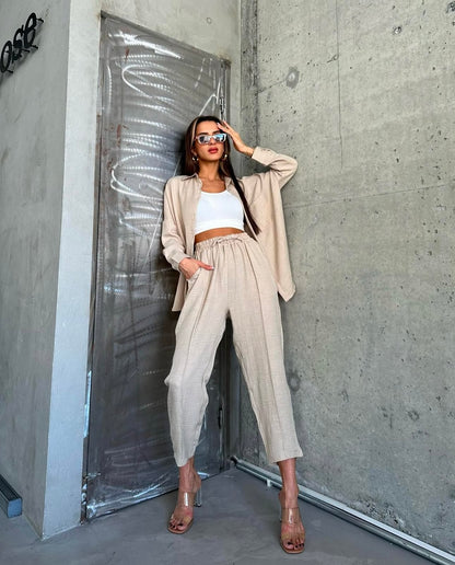 Leinenlook Zweiteiler