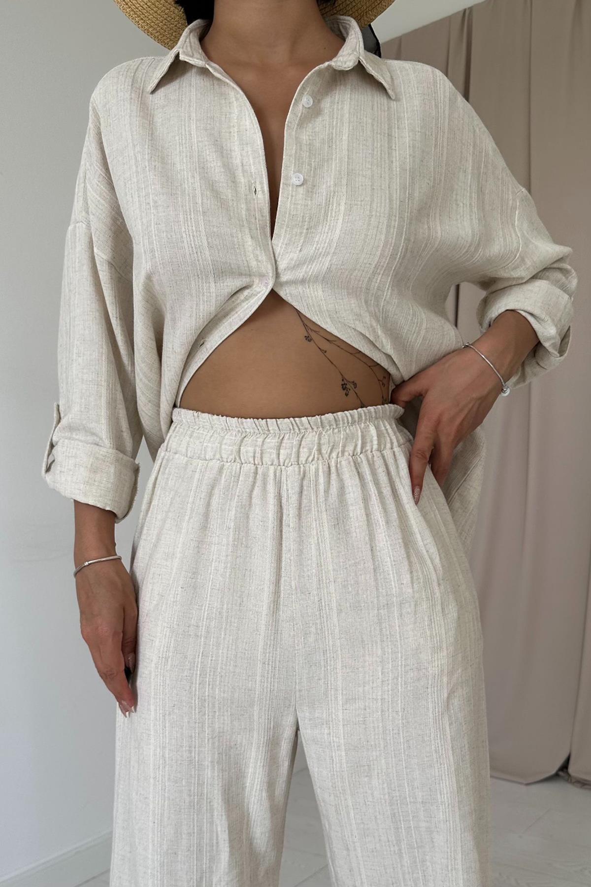 Jacquard Wabenmuster Set – Zweiteiler aus 100 % Baumwolle