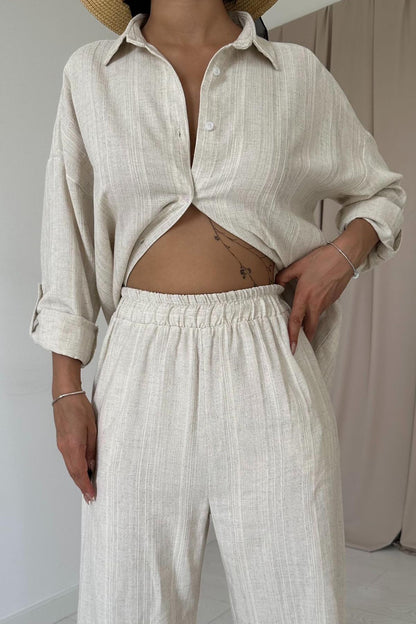 Jacquard Wabenmuster Set – Zweiteiler aus 100 % Baumwolle