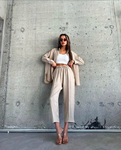 Leinenlook Zweiteiler