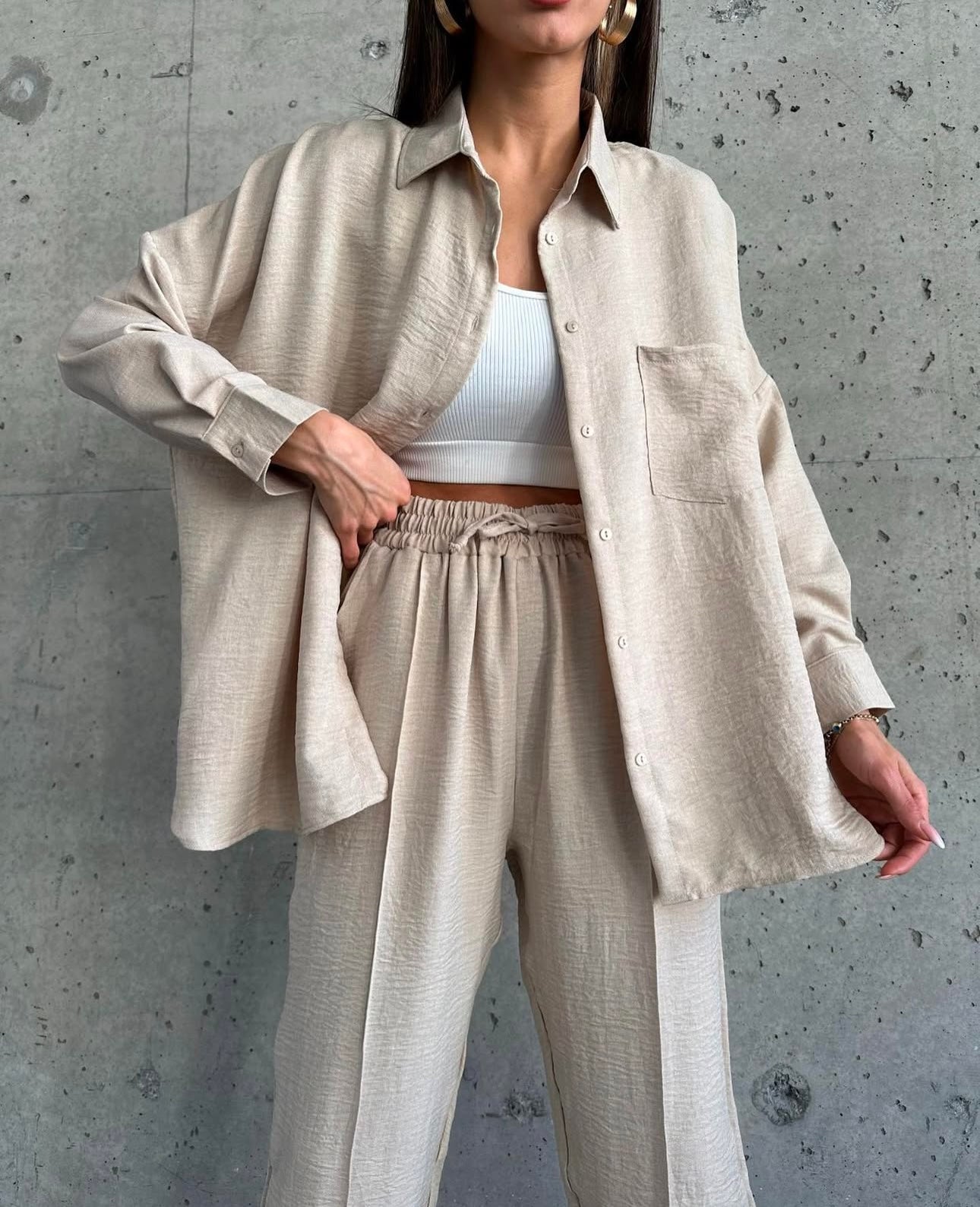 Leinenlook Zweiteiler